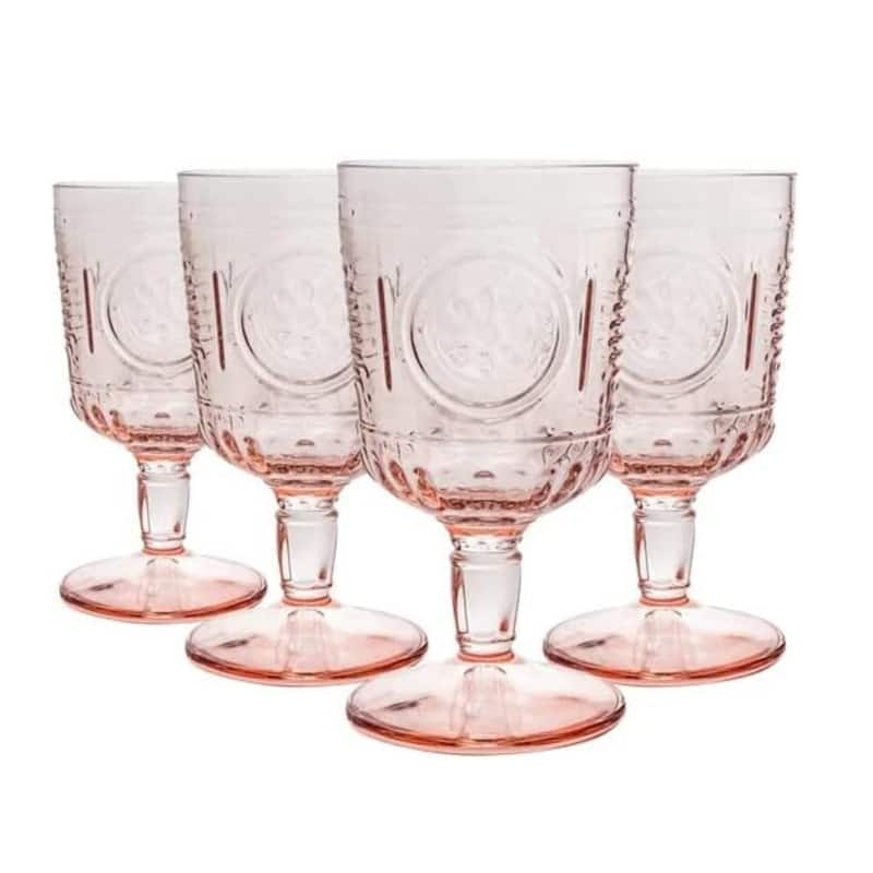 Bormioli Rocco Romantic 10.75oz All Purpose Stemware, Set of 4, Cotton Candy - Set of 4 - Pink