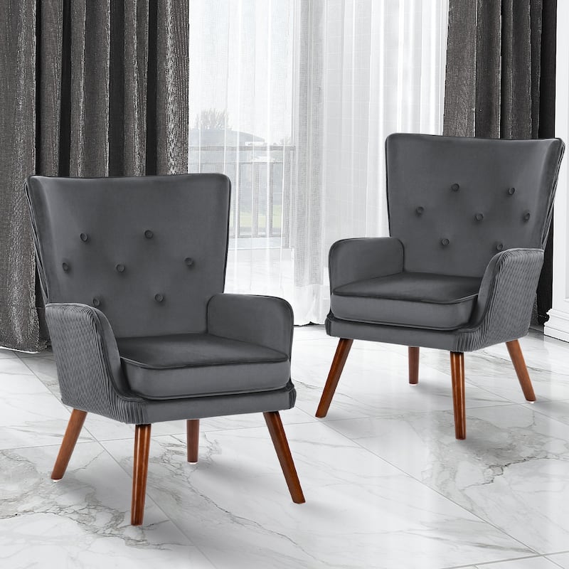 Velvet Upholstered Accent Chair Armchair for Living Room