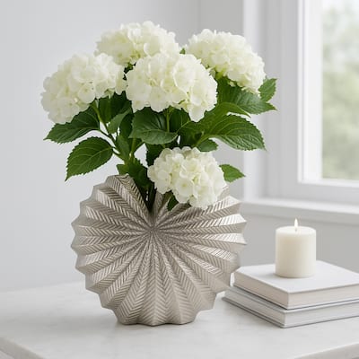 Aluminum Metal Vase Coastal Glam Decorative Accent - 13" Silver