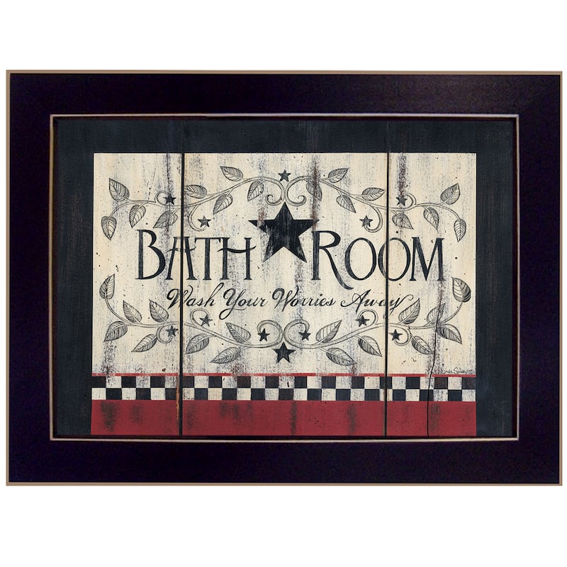 TrendyDecor4U Traditional "Bathroom" Framed Print Wall Art by Linda Spivey - Black /Tax