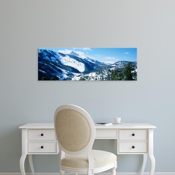 Easy Art Prints Panoramic Images's 'Snowcapped mountains, Lone Mountain, Big Sky, Montana, USA' Premium Canvas Art