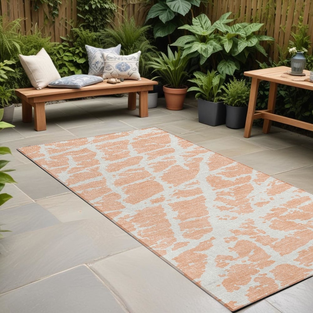Rave Modern Art-Inspired Weather Resistant Blended Style Outdoor Rug