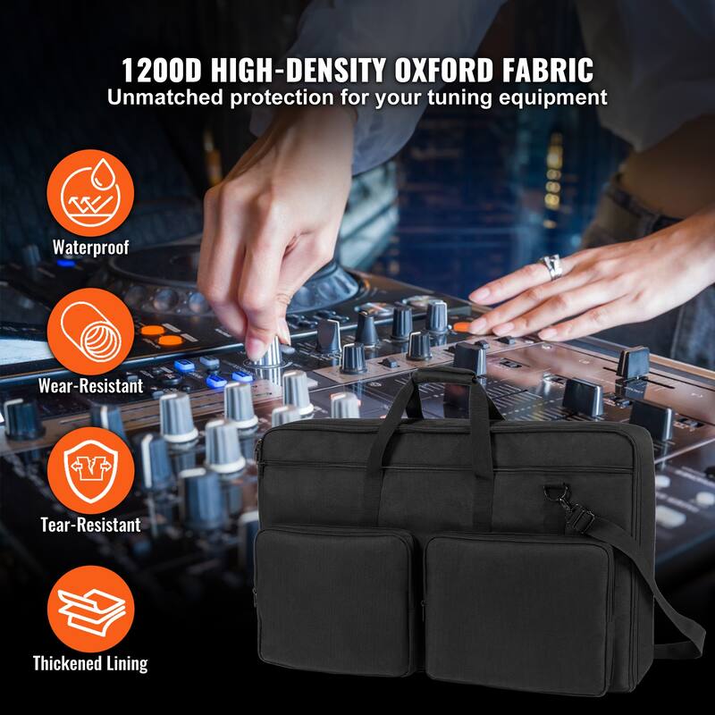 DJ Bag, 1200D Oxford Fabric, DJ Gear Carry Bag with a Storage Pocket 4.92 ft Removable Shoulder Strap 0.39 in Padding