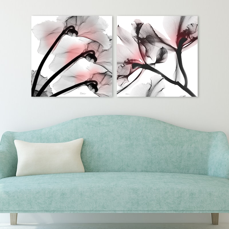 "Coral Luster 1&2" Frameless Free Floating Tempered Glass Panel Graphic Wall Art