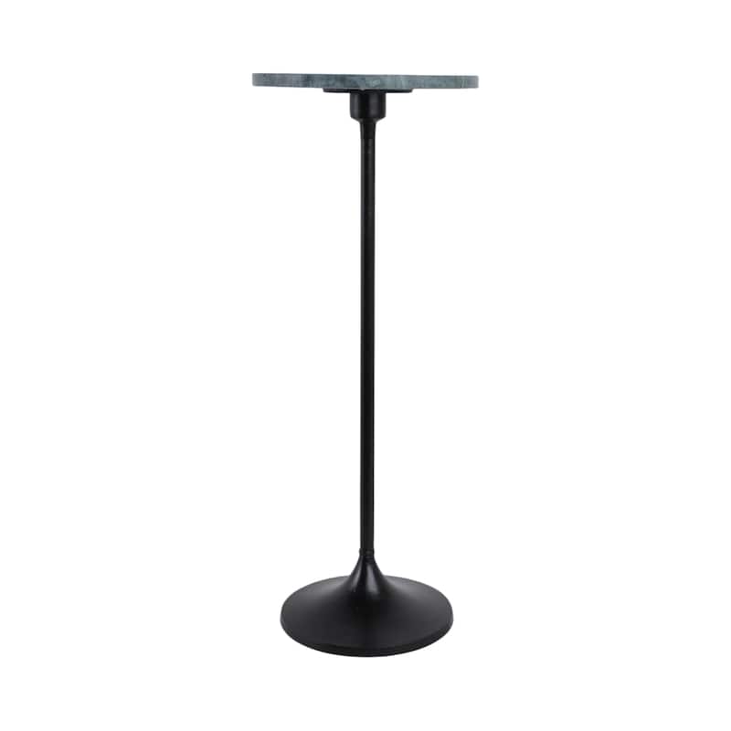 Metal Base Marble Top Modern Glam Accent Table Round Silhouette - 10" x 10" x 27" - 10" x 10" x 27" - Green - Marble
