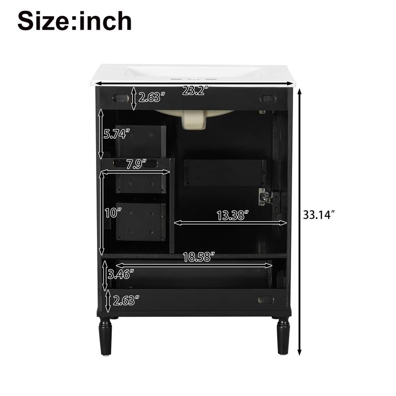 Modern 24" Bathroom Vanity with Ceramic Sink