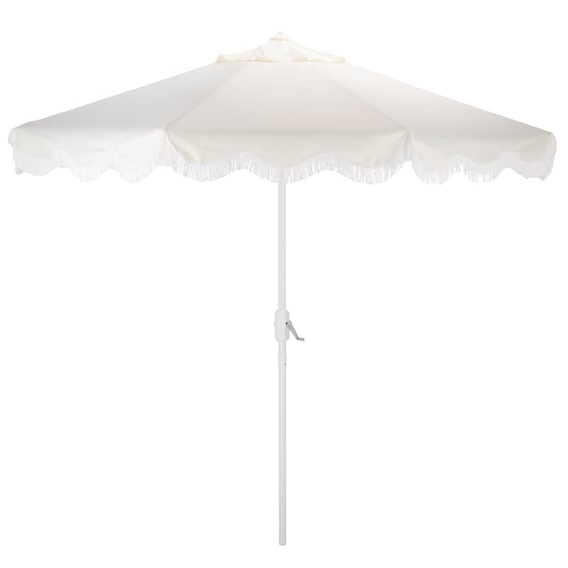 SAFAVIEH Outdoor Living Torsa 9ft Crank Umbrella - Ivory/White