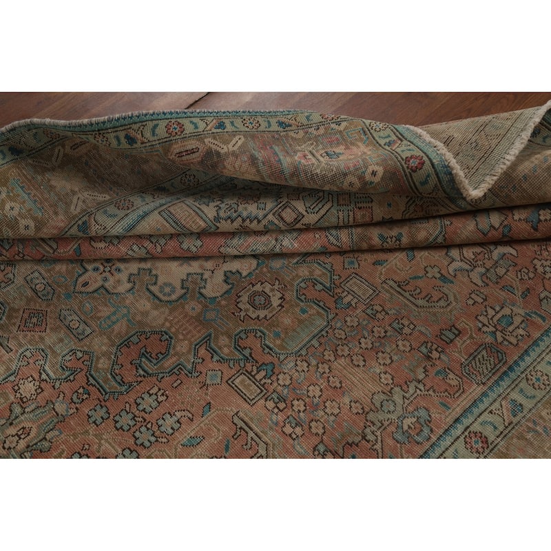 Pink Distressed Tabriz Persian Area Rug Hand-Knotted Wool Carpet - 6'8" x 9'0"
