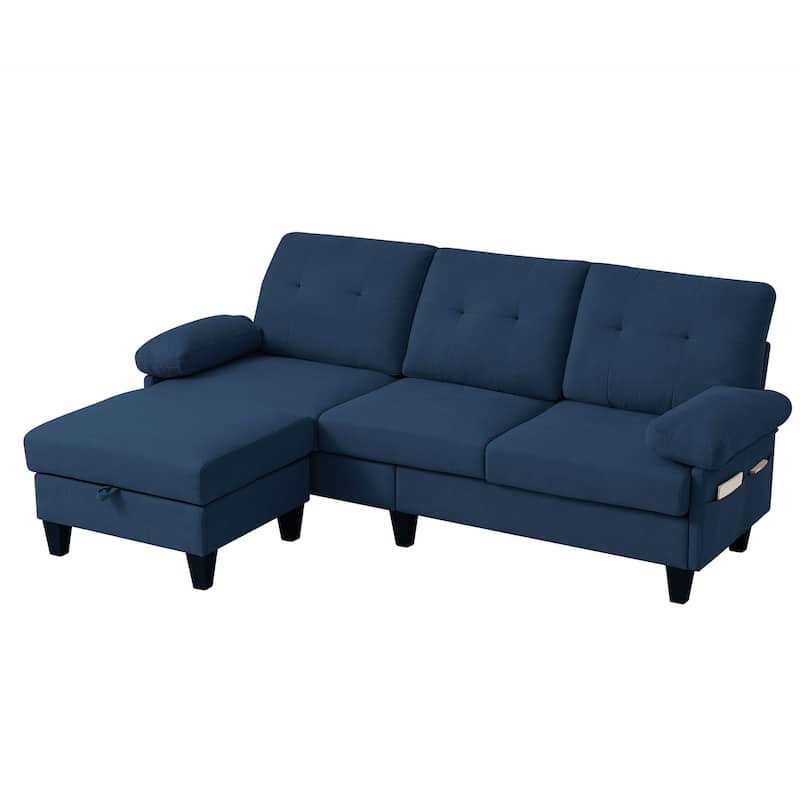 86.22" L Shaped Sectional Sofa with Side Storage Pockets