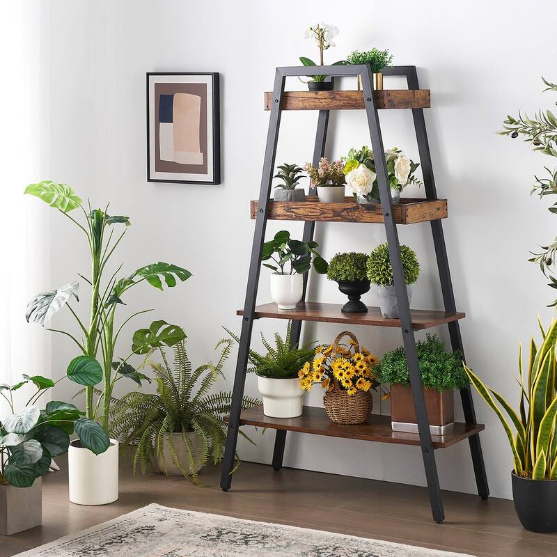 Javlergo 4-tier Ladder Shelf Bookshelves Plant Display Shelves