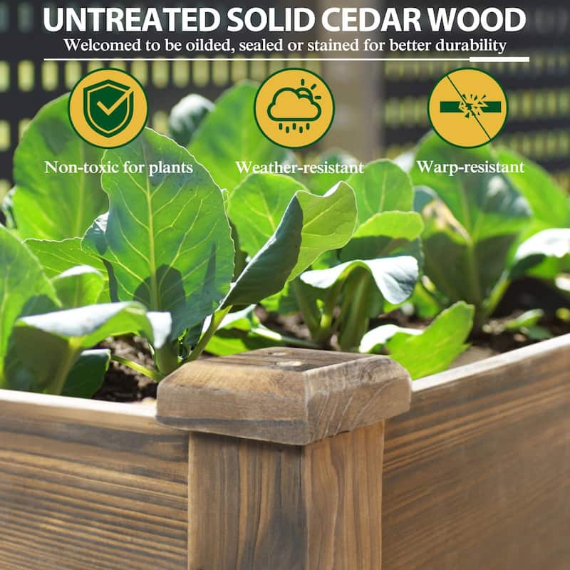 VEIKOUS Wood Raised Garden Bed Planter Box with Four Wheels and Legs, 46.8''W x 22.4''D x 33''H
