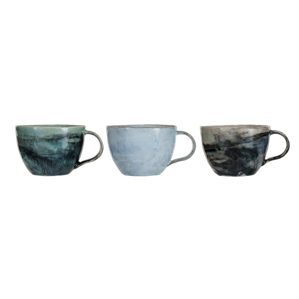 Stoneware Mug with Marble Finish - 5.5"L x 4.4"W x 3.0"H