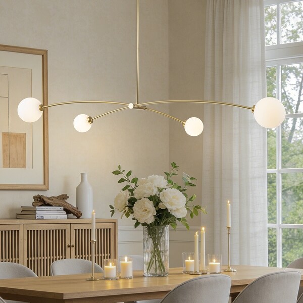 Starsky 4-Light Linear Pendant Light with Modern Milky White Glass