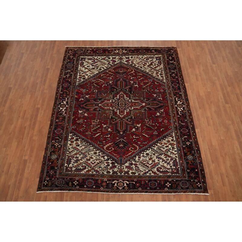 Hand Knotted Oriental 100% Wool Carpet Traditional Medallion Red Heriz Area Rug - 10' 3'' X 8' 5''