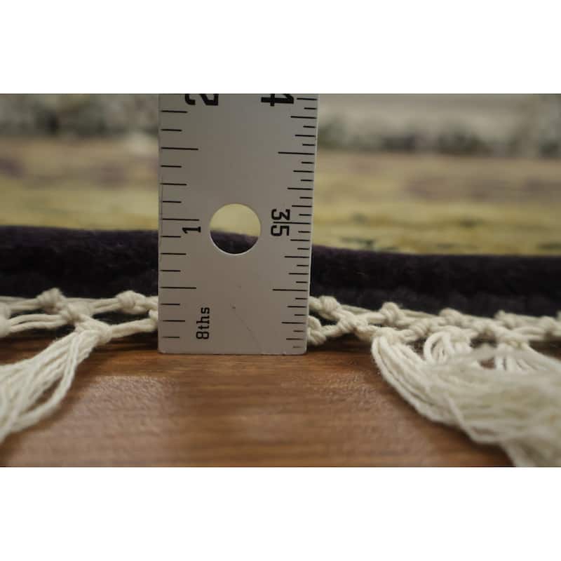 Hand Knotted Oriental 100% Wool Carpet Traditional All-Over Black Agra Area Rug - 4' 0'' X 4' 0''