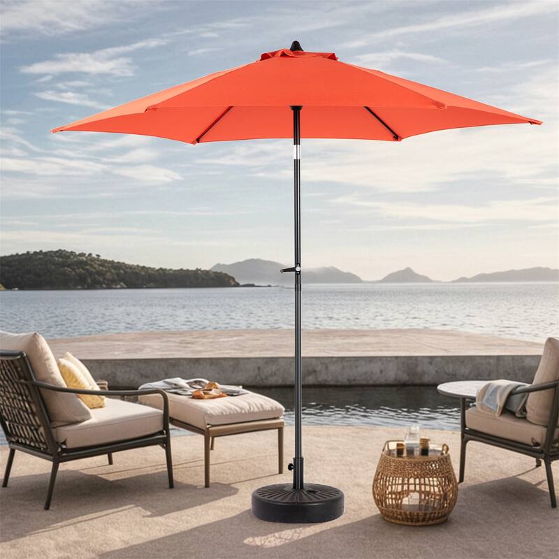 104" Patio Umbrella with Push Button Tilt,6 Ribs and Crank (No Base) - Orange