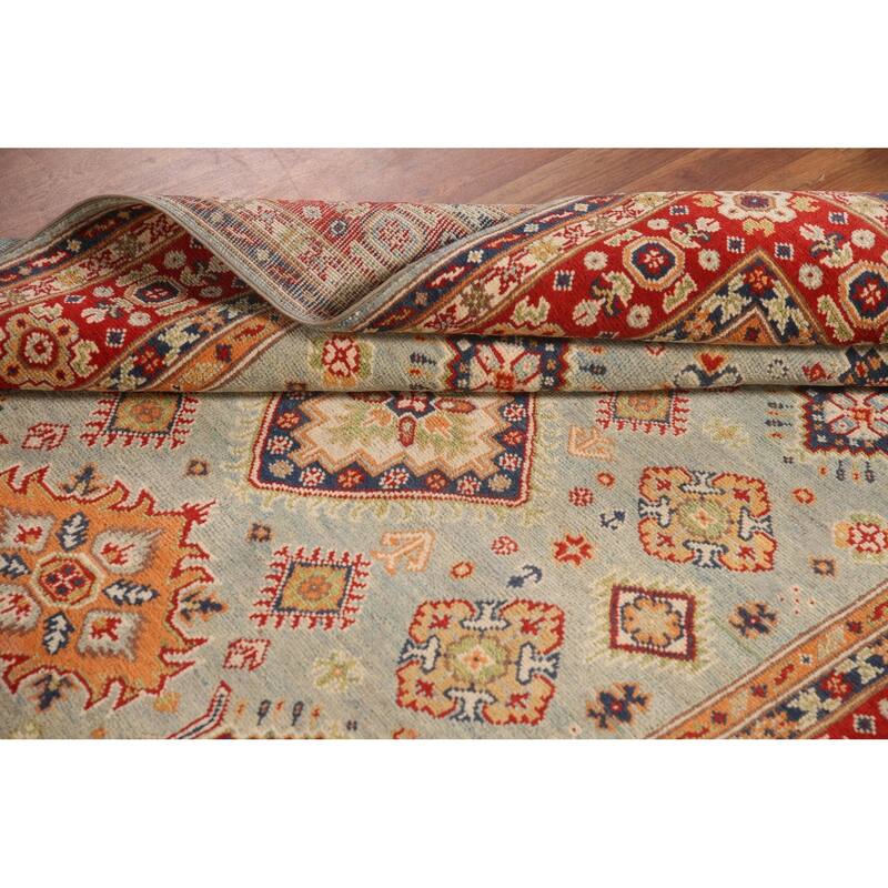 Geometric Kazak Area Rug Handmade Wool Carpet - 4'10" x 6'11"