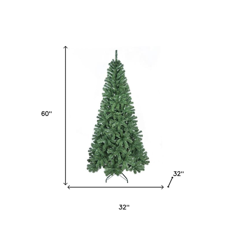 HomeRoots 5' Full Fir Christmas Tree - Green - 32.00 in. x 60.00 in. x 32.00 in.