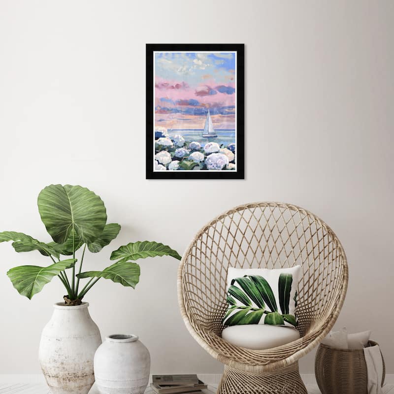 Wynwood Studio Coastal Serene Sailing Framed Beachfront Coastal Prints