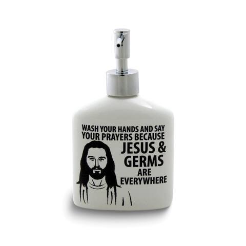Our Name is Mud Jesus and Germs Stoneware Soap Dispenser