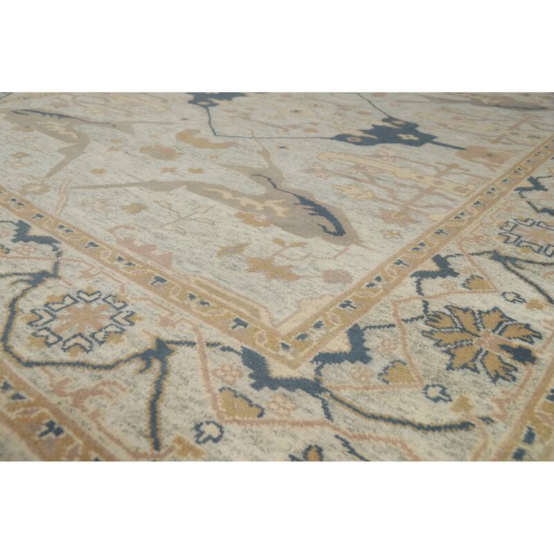 Oushak Indian Area Rug Handmade Oriental Blue Wool Carpet - 8'3" x 10'3" - Blue - 8'3" x 10'3"