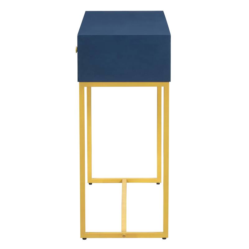 38" Modern Console Table with Two Drawers and Gold Metal Base for Entryway, Living Room