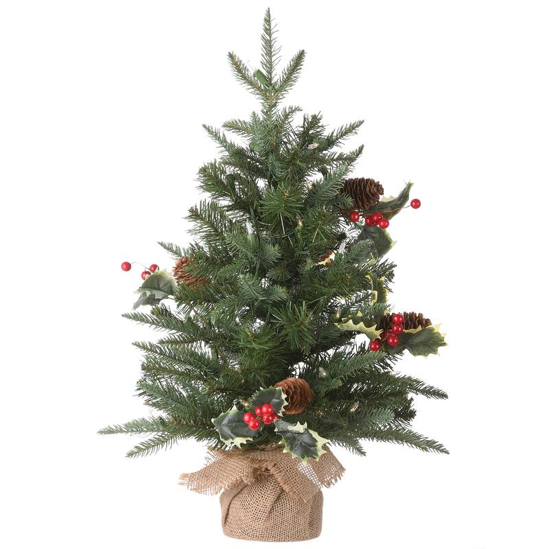 National Tree Company 2 ft. Happy Hill Pine Tree with LED Lights - 2 Foot