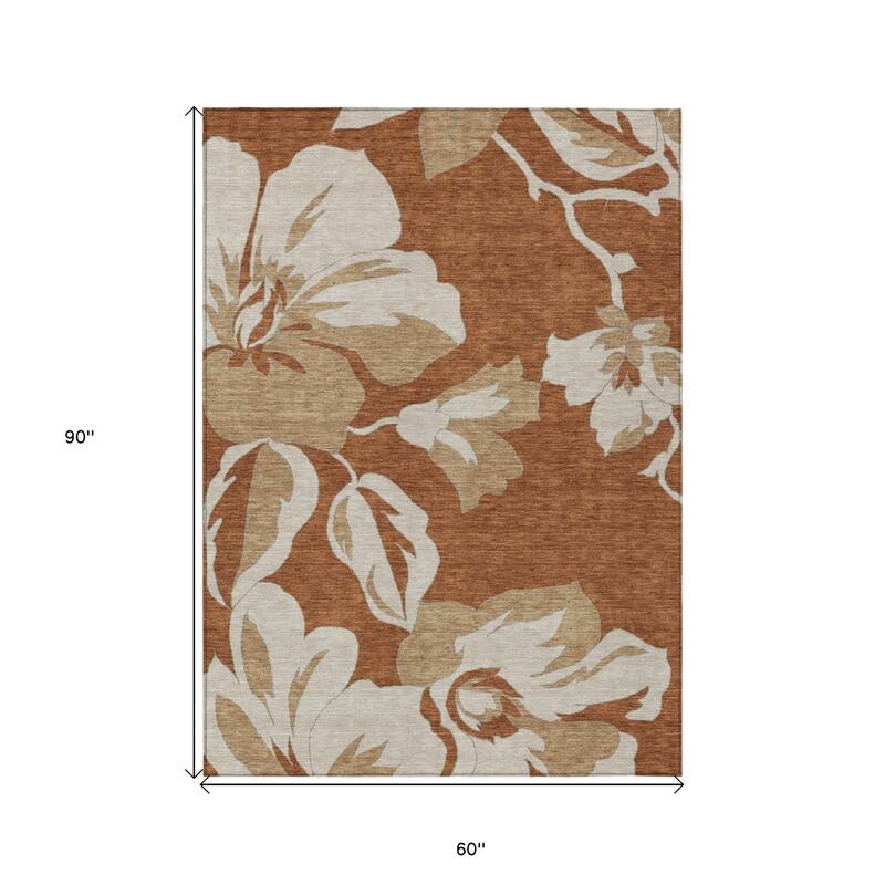 HomeRoots Floral Transitional Rectangle Outdoor Rug