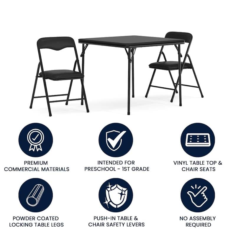 Kids Colorful 3 Piece Folding Table and Chair Set