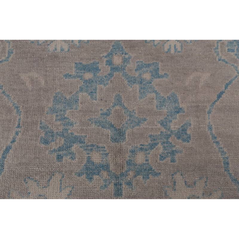 Hand Knotted Oriental 100% Wool Carpet Transitional All-Over Greys & Charcoal Oushak Area Rug - 12' 1'' X 9' 1''