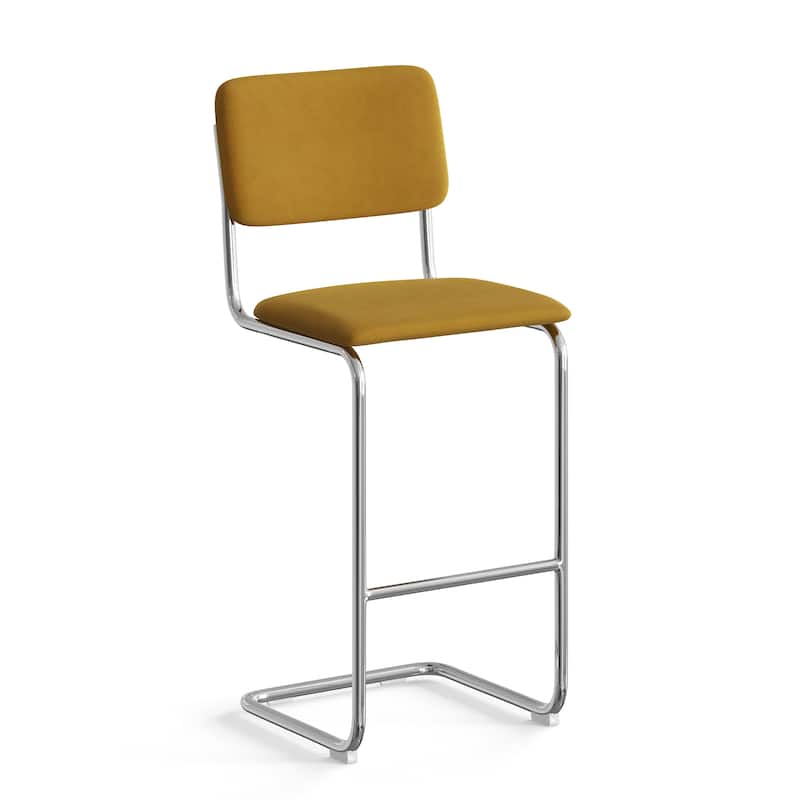 Hayward Velvet Bar Height Stool (Set of 2) - Chrome Frame / Gold Velvet