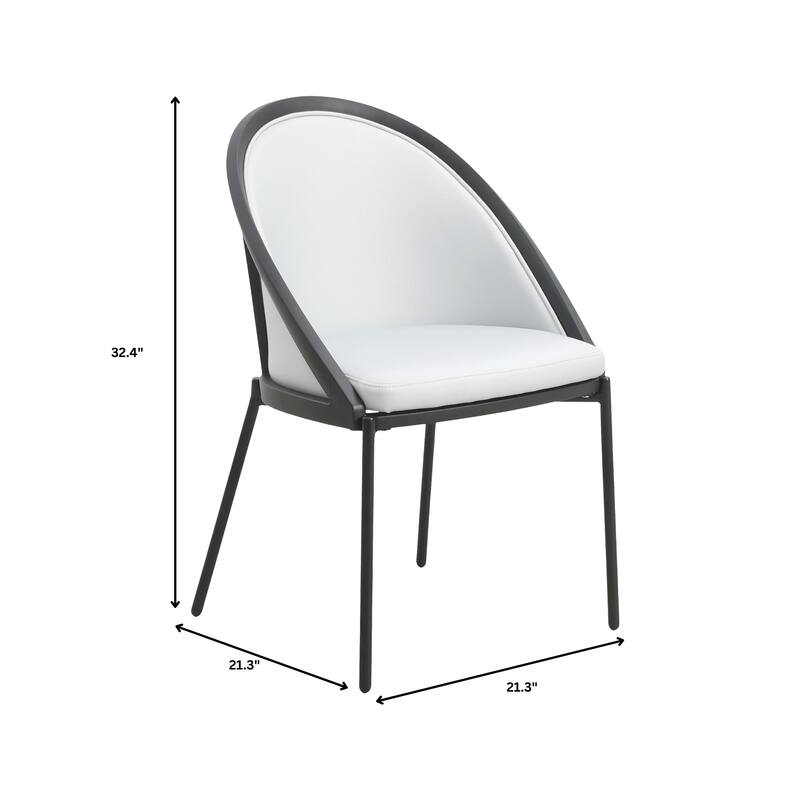 Urbane Dining Chair in Vinyl Fabric with Curved Back and Stainless Steel Legs Set of 2