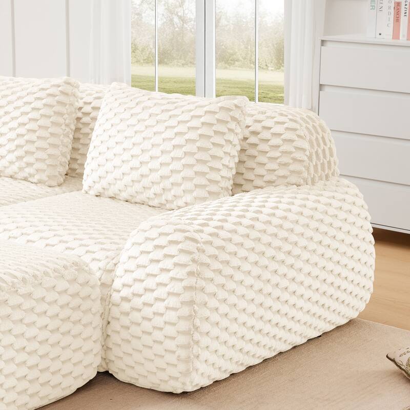 82" Modern Modular Sectional Sofa, Oversized 2-Seater Couch with Deep Seat, Flannelette Fabric Boneless Sofa