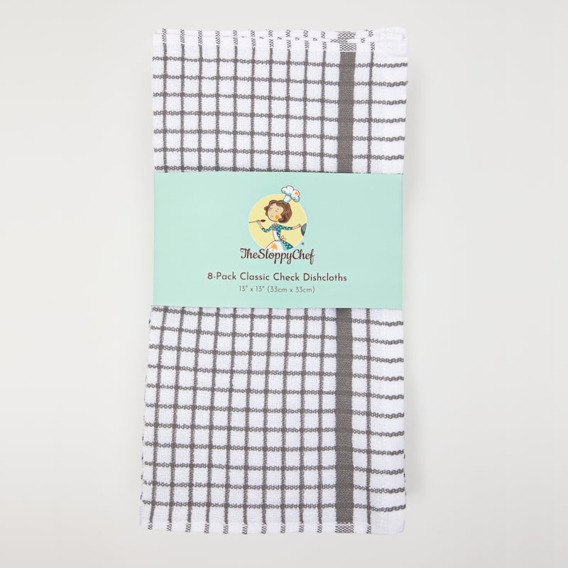 The Sloppy Chef Classic Checkered 8-Piece Dishcloths - 13x13