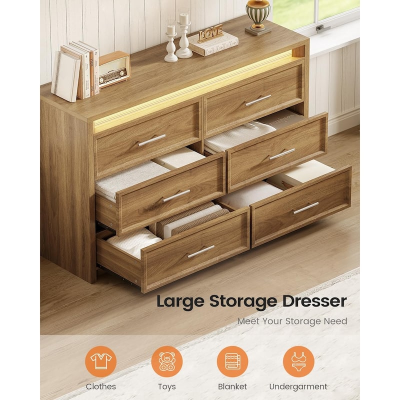 Dresser for Bedroom with Drawers Mid-Century Modern Dresser 3 Color Lights