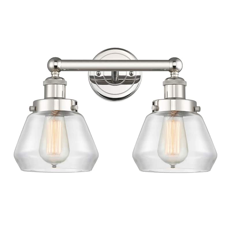 Innovations Lighting 616-2W-10-16 Fulton Vanity Fulton 2 Light 16" - Polished Nickel / Clear