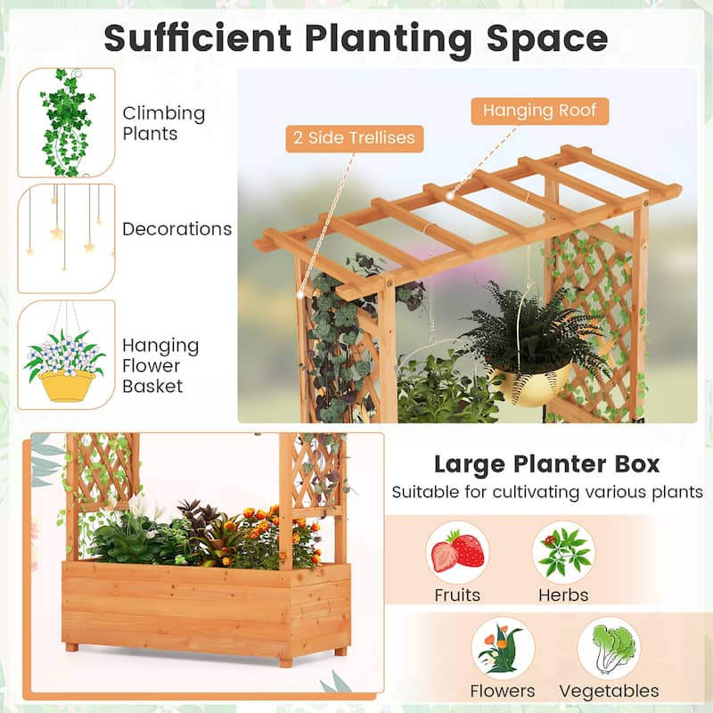 Gymax Raised Garden Bed Vertical Plant Container for Vine Climbing