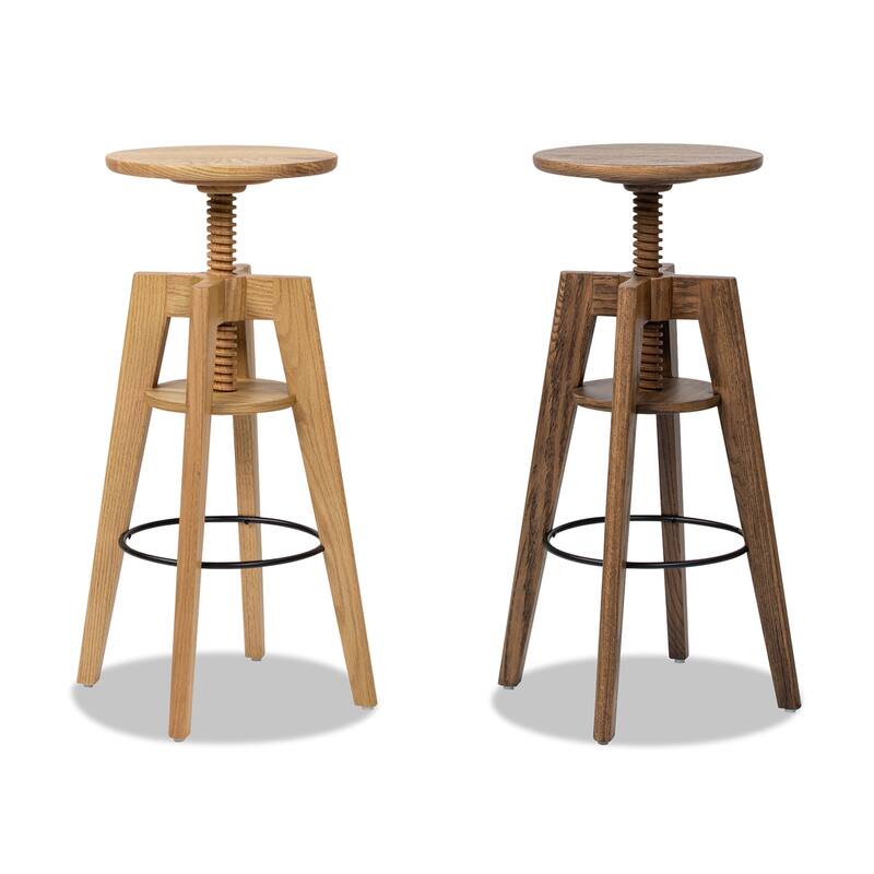 Oak Wood Adjustable Bar Counter Stool