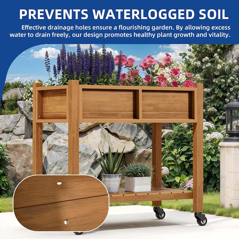 Moasis Poly Wood Raised Garden Bed Planter Box Stand for Backyard Patio Balcony