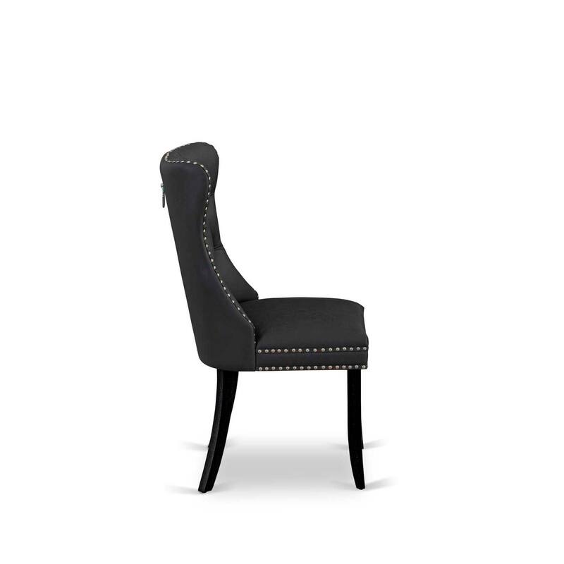 Parsons Dining Chairs Set of 2 - Dark Gray Faux Leather Upholstered Chairs with Nailhead Trim