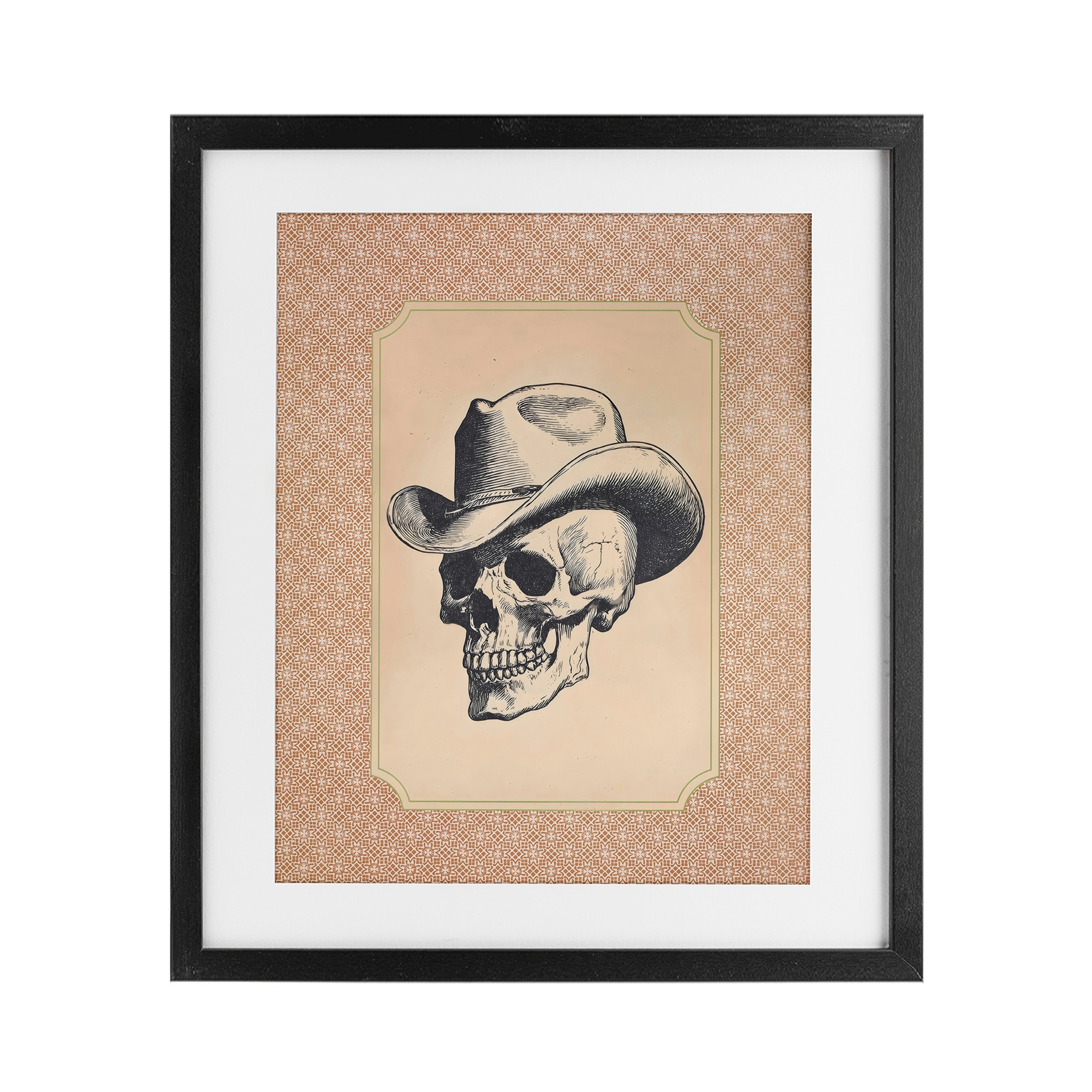 Stupell Vintage Cowboy Skull Under Glass Framed Design By Arlington Prints