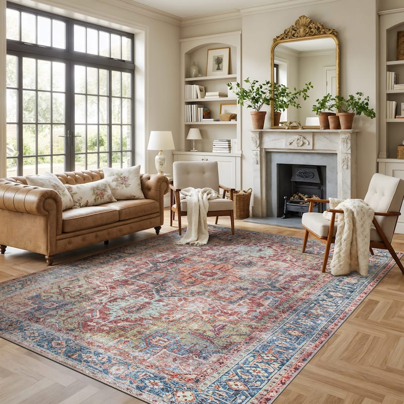 World Rug Gallery Traditional Distressed Washable Area Rug - 8'4" x 11'6" - Rectangle