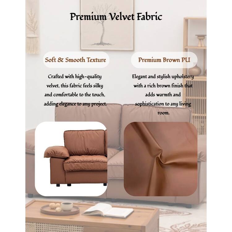 Leather Compact Sofa Couch with Hidden Storage, Minimalist 2-Seater Loveseat Sofa Couch with Pillow Armrests