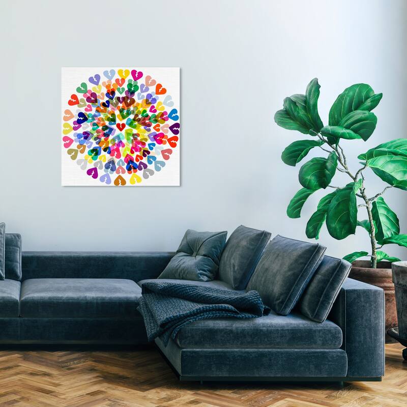 Wynwood Studio Canvas Fashion and Glam Broken Heart Colorful Mandala Yellow Modern & Contemporary Wall Art Canvas Print - 30 x 30