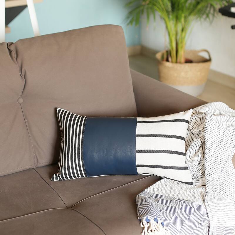 Faux Leather Printed Square Throw Pillow Cover
