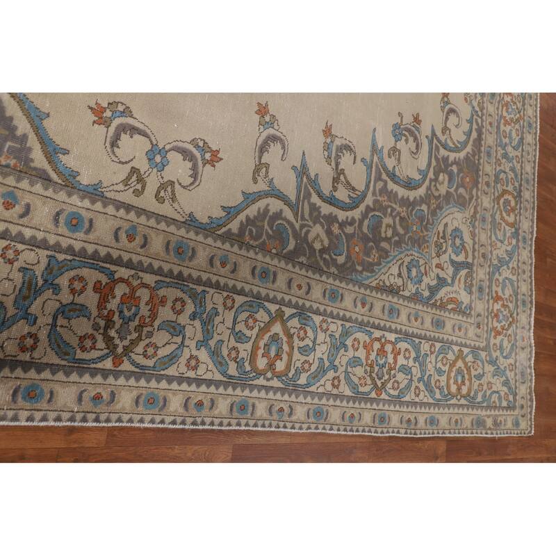 Tabriz Persian Vintage Area Rug Hand-Knotted Bedroom Wool Carpet - 10'0" x 12'8"