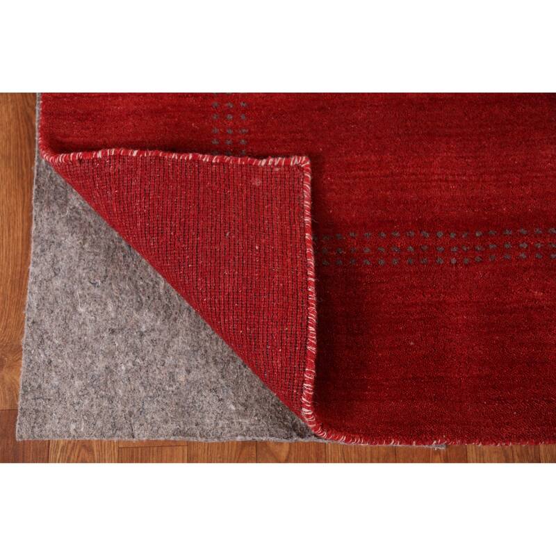 Hand Knotted Oriental 100% Wool Carpet Tribal Tribal Red Gabbeh Area Rug - 9' 10'' X 6' 9''