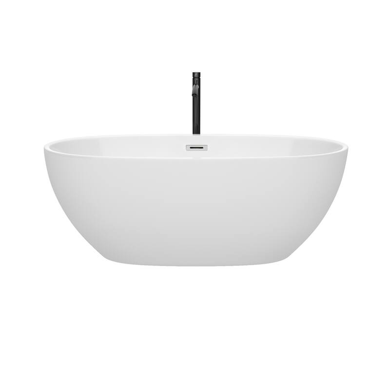 Wyndham Collection Juno 63" Freestanding Soaking Tub with Tub Filler