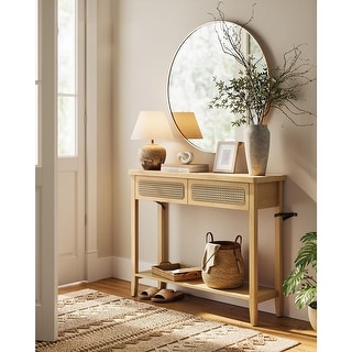 Console Table with Drawers and Shelf Rustic Living Room Furniture 11.8 D x 39.4 W x 31.5 H Bed Bath Beyond 40768190