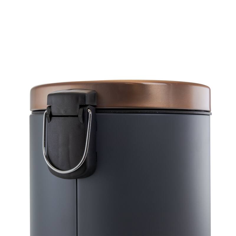 12 Liter Compact Soft Close Pedal Small Room Trash Bin Gray and Copper